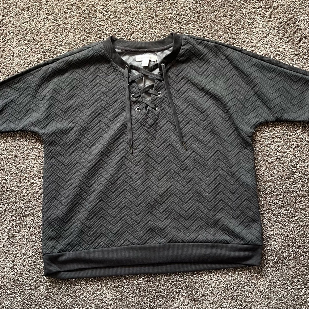 Charcoal Lace-Up Top